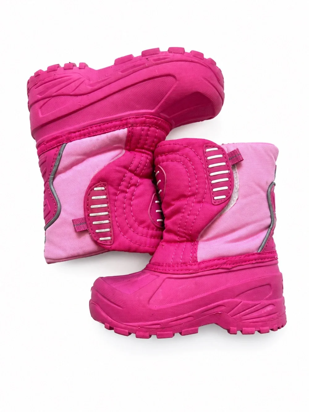 Girls Pink Snow Boots Size 8 Winter Waterproof Pull-On Boots Slip on